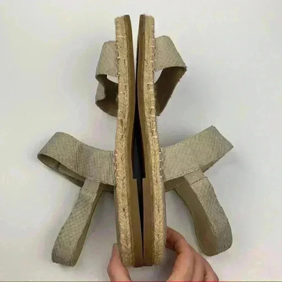 Eileen Fisher sandals size 10 taupe leather snakeskin embossed Espadrilles - Picture 6 of 12